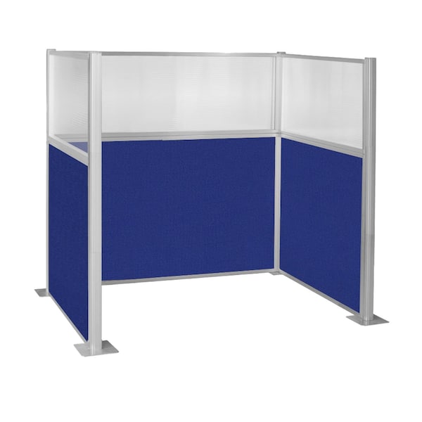 Pre-Configured Hush Panel Cubicle (U Shape) 6' x 4' W/ Window Royal Blue Fabric